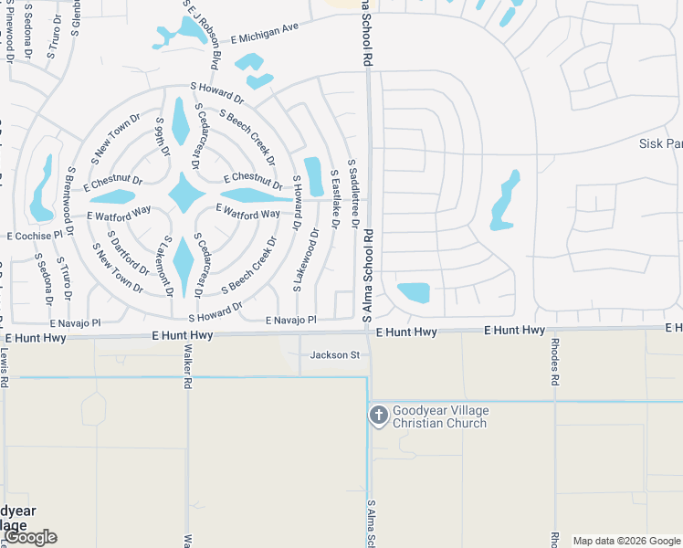 map of restaurants, bars, coffee shops, grocery stores, and more near 26602 South Sageberry Drive in Sun Lakes