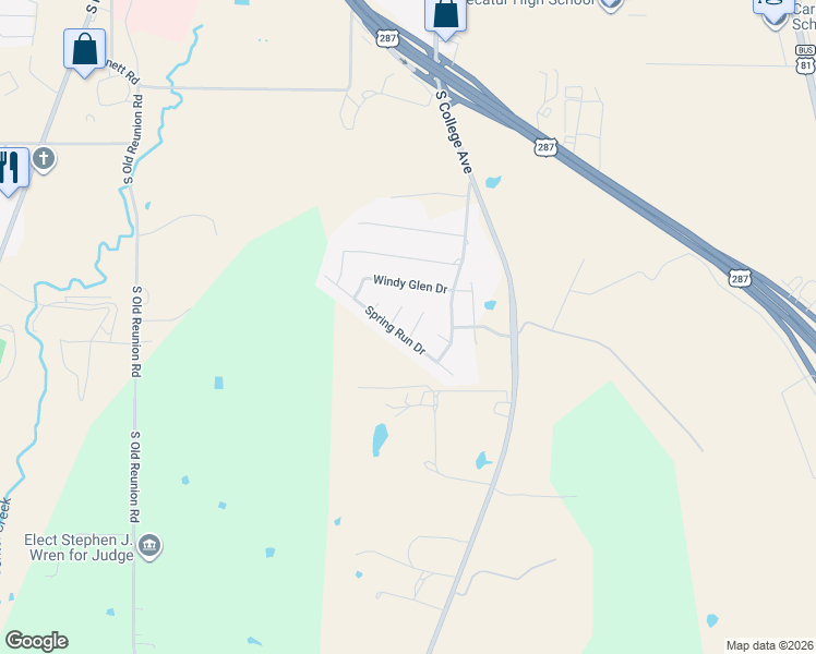 map of restaurants, bars, coffee shops, grocery stores, and more near 3024 Treasure View Drive in Decatur