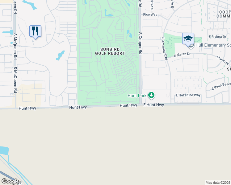 map of restaurants, bars, coffee shops, grocery stores, and more near 1727 East Lindrick Drive in Chandler