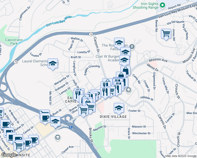 map of restaurants, bars, coffee shops, grocery stores, and more near 420 Activity Way in Oceanside