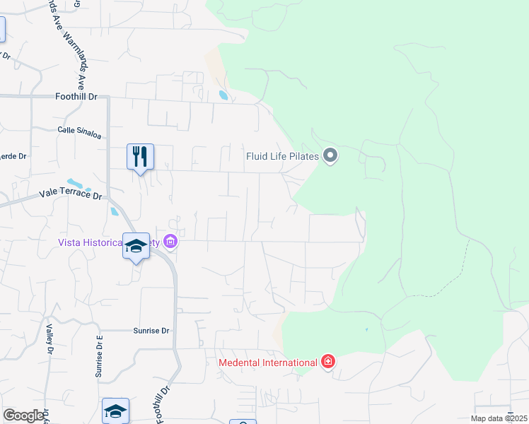 map of restaurants, bars, coffee shops, grocery stores, and more near 2192 Ipanema Lane in Vista