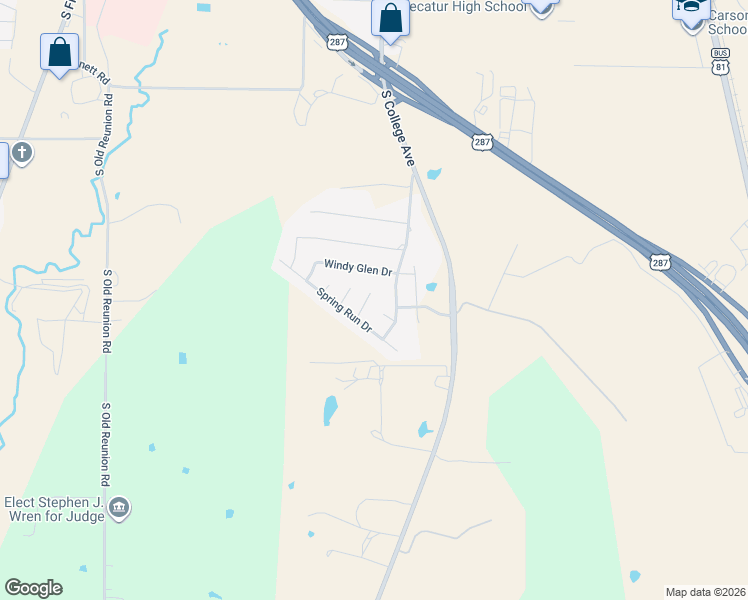 map of restaurants, bars, coffee shops, grocery stores, and more near 3004 Treasure View Drive in Decatur