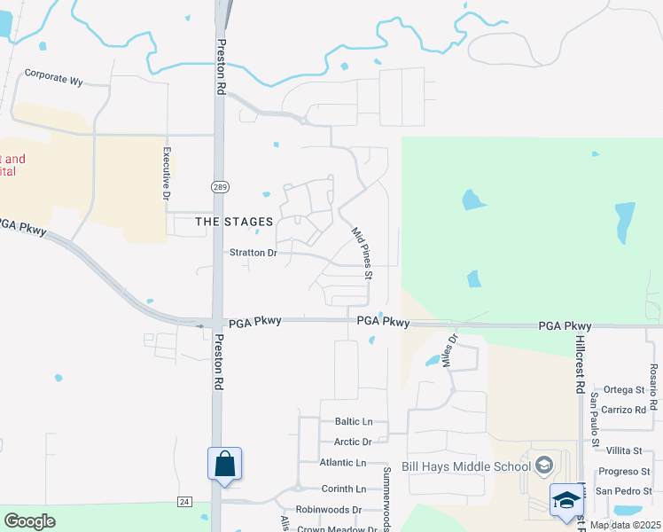 map of restaurants, bars, coffee shops, grocery stores, and more near 9609 Stratton Drive in Frisco