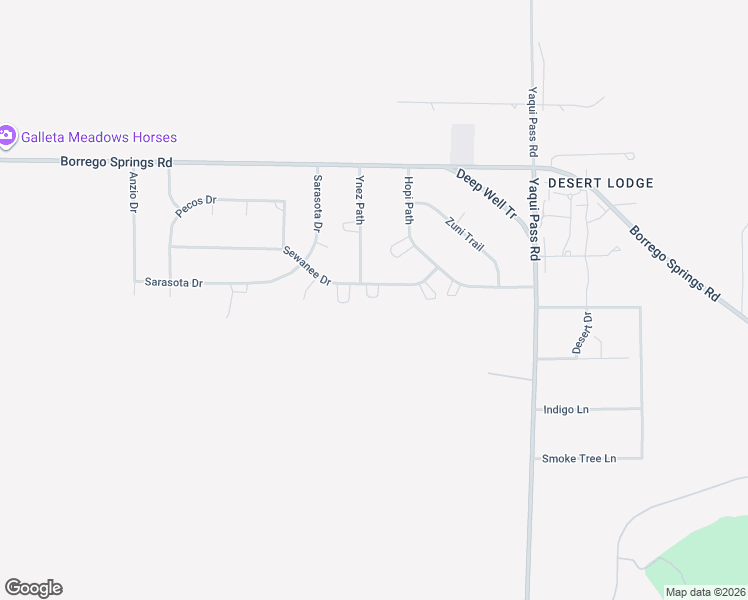 map of restaurants, bars, coffee shops, grocery stores, and more near 1557 Sewanee Drive in Borrego Springs