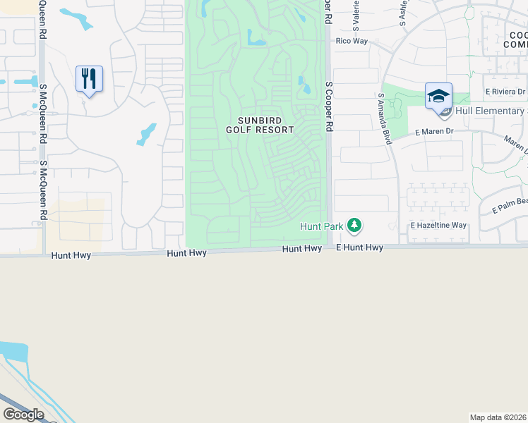 map of restaurants, bars, coffee shops, grocery stores, and more near 1730 East Kerby Farms Road in Chandler