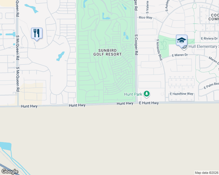 map of restaurants, bars, coffee shops, grocery stores, and more near 1730 East Kerby Farms Road in Chandler