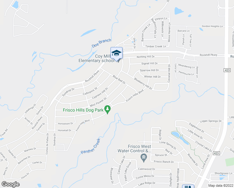 map of restaurants, bars, coffee shops, grocery stores, and more near 605 Mist Flower Drive in Little Elm