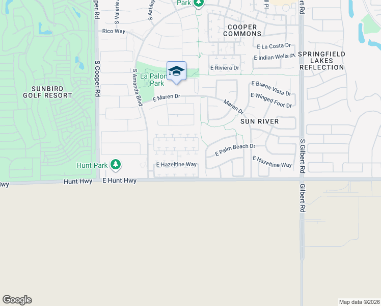 map of restaurants, bars, coffee shops, grocery stores, and more near 2462 East Palm Beach Drive in Chandler