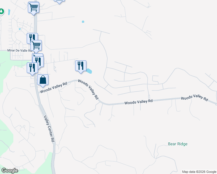 map of restaurants, bars, coffee shops, grocery stores, and more near 27388 Saint Andrews Lane in Valley Center
