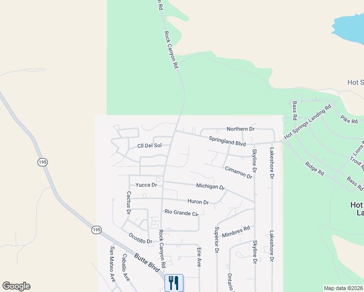 map of restaurants, bars, coffee shops, grocery stores, and more near 1001 Rock Canyon Road in Truth or Consequences