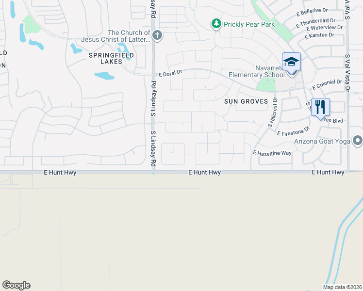 map of restaurants, bars, coffee shops, grocery stores, and more near 6878 South Onyx Drive in Chandler