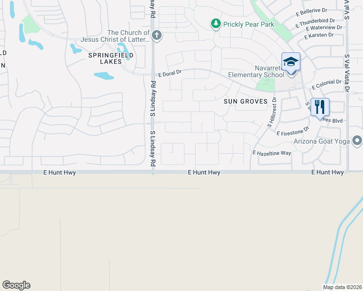 map of restaurants, bars, coffee shops, grocery stores, and more near 6878 South Onyx Drive in Chandler