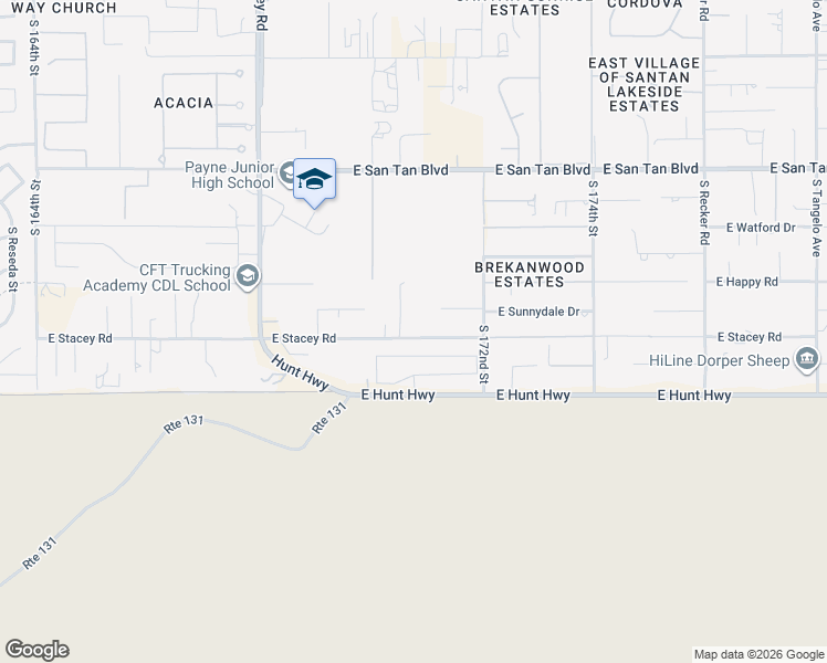 map of restaurants, bars, coffee shops, grocery stores, and more near 26423 East Mews Road in Queen Creek