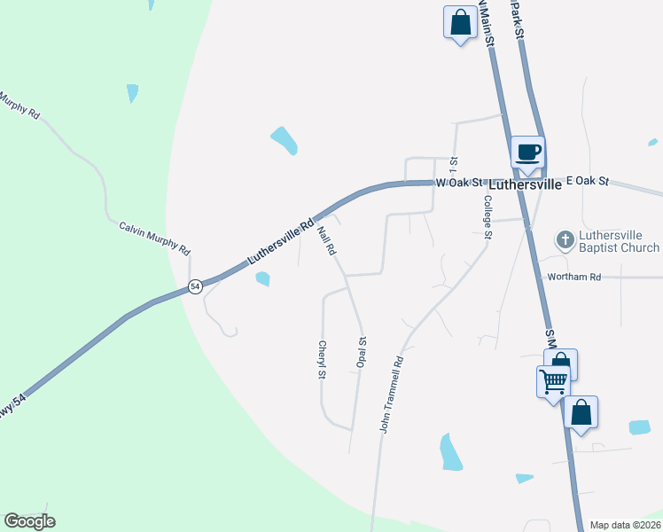 map of restaurants, bars, coffee shops, grocery stores, and more near 29 Nall Road in Luthersville