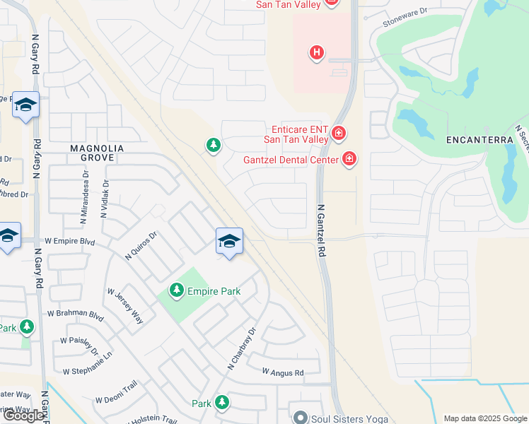 map of restaurants, bars, coffee shops, grocery stores, and more near 433 Salali Trail in San Tan Valley