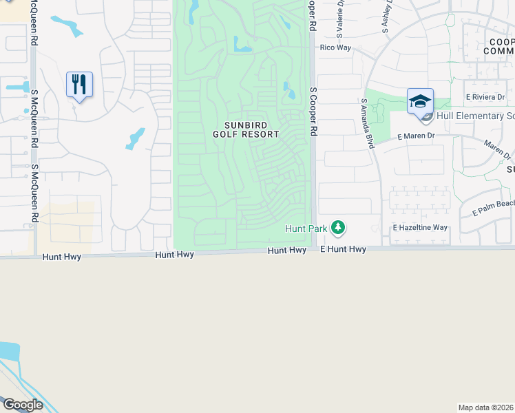 map of restaurants, bars, coffee shops, grocery stores, and more near 1730 East Kerby Farms Road in Chandler