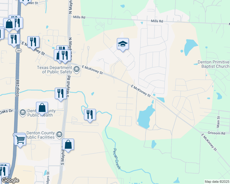 map of restaurants, bars, coffee shops, grocery stores, and more near 5204 Gaelic Court in Denton