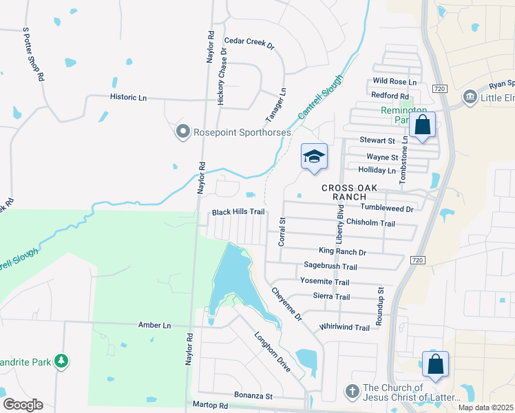 map of restaurants, bars, coffee shops, grocery stores, and more near 8401 Black Hills Trail in Cross Roads