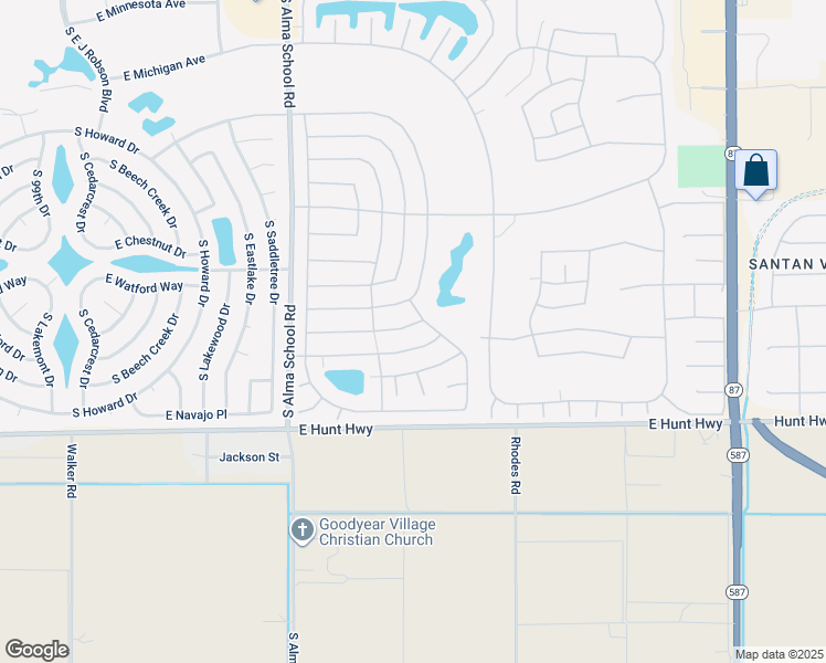 map of restaurants, bars, coffee shops, grocery stores, and more near 10601 East Elmhurst Drive in Sun Lakes