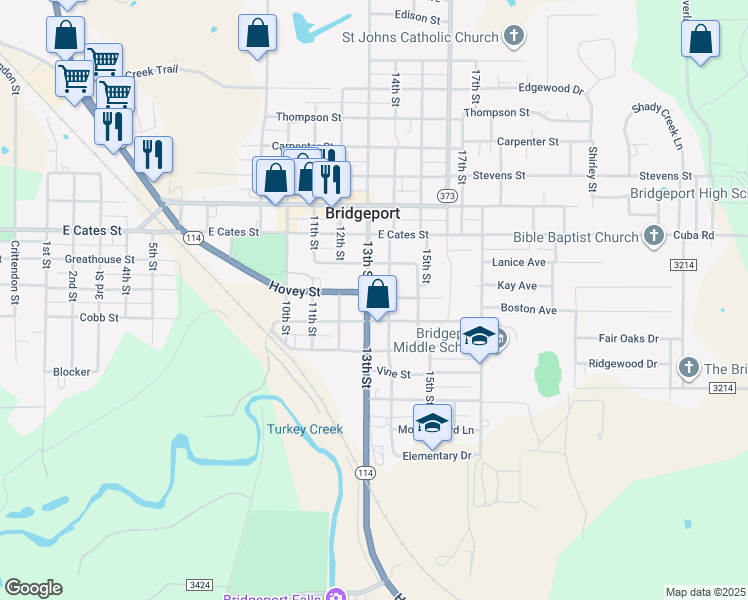 map of restaurants, bars, coffee shops, grocery stores, and more near 906 12th Street in Bridgeport