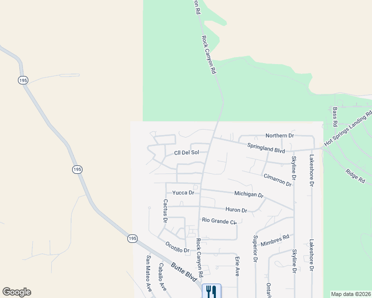 map of restaurants, bars, coffee shops, grocery stores, and more near Calle Del Sol in Elephant Butte