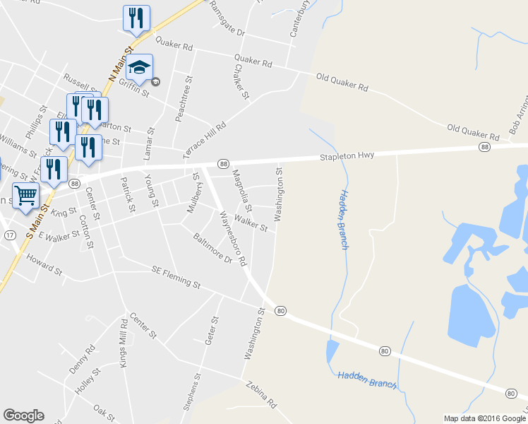 map of restaurants, bars, coffee shops, grocery stores, and more near 106 Ohio Street in Wrens