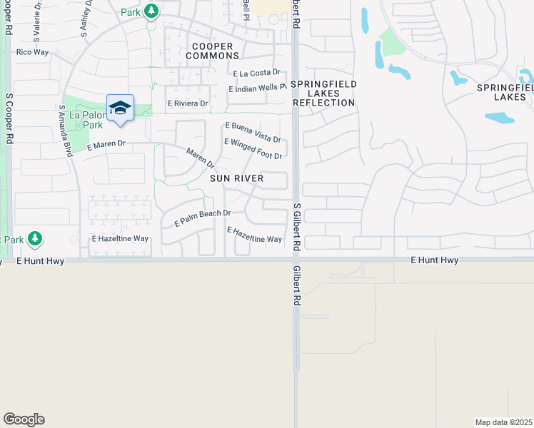 map of restaurants, bars, coffee shops, grocery stores, and more near 2903 East Palm Beach Drive in Chandler
