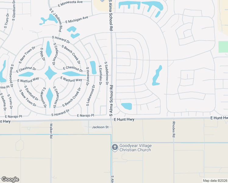 map of restaurants, bars, coffee shops, grocery stores, and more near 26408 South Boxwood Drive in Sun Lakes