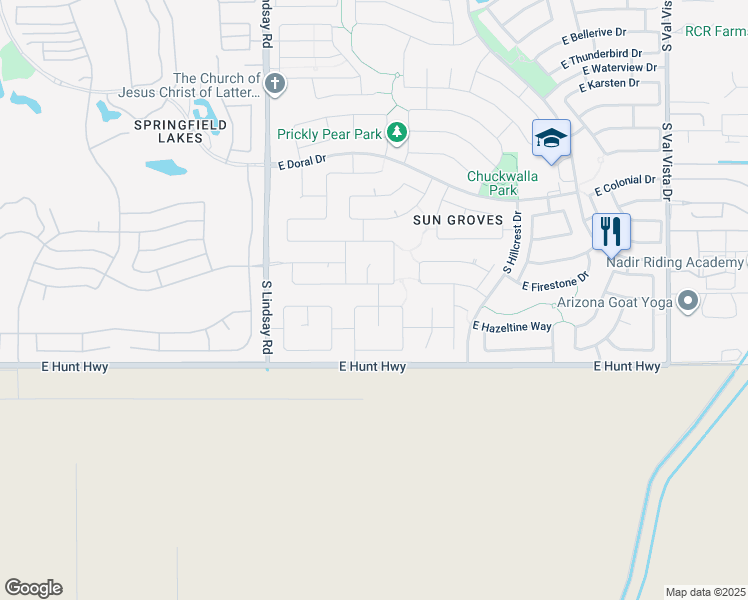 map of restaurants, bars, coffee shops, grocery stores, and more near 4232 East Palm Beach Drive in Chandler