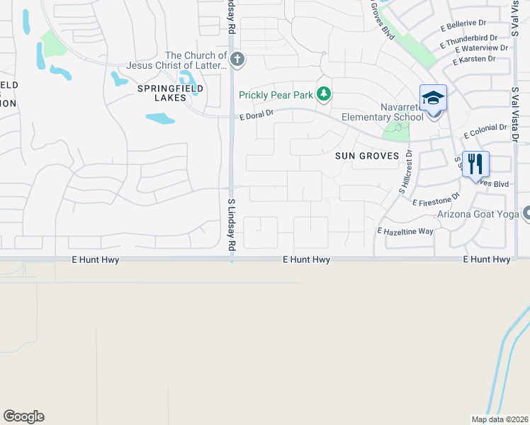 map of restaurants, bars, coffee shops, grocery stores, and more near 4102 East Palm Beach Drive in Chandler