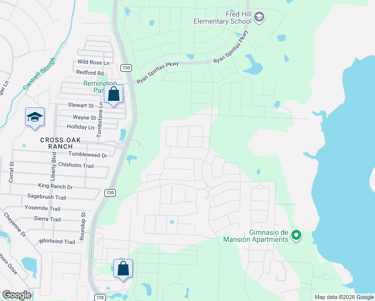 map of restaurants, bars, coffee shops, grocery stores, and more near 344 Foxthorne Way in Little Elm