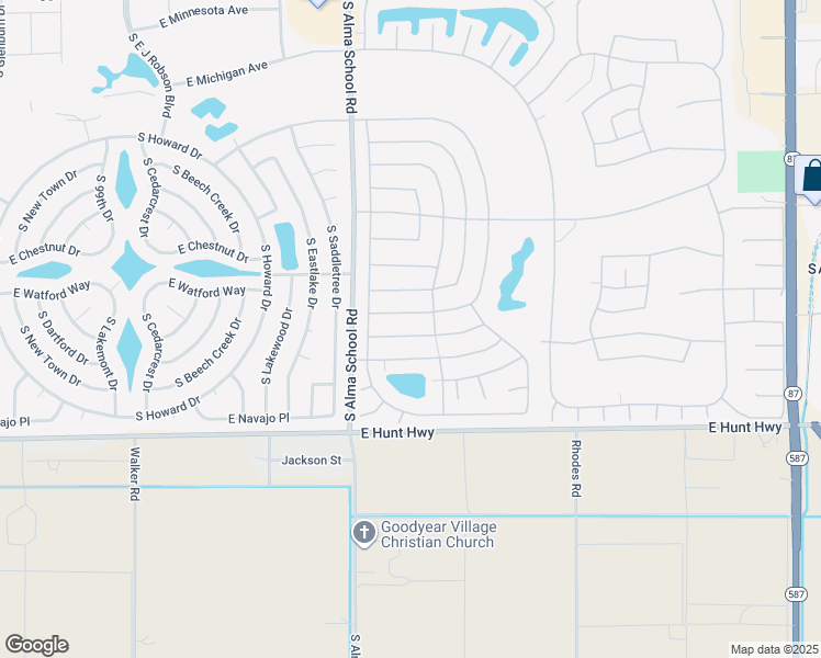 map of restaurants, bars, coffee shops, grocery stores, and more near 10436 East Elmhurst Drive in Sun Lakes