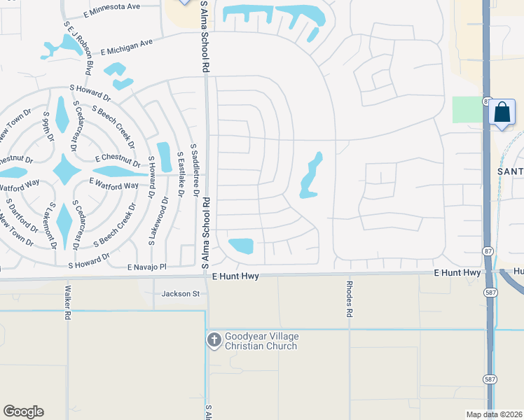 map of restaurants, bars, coffee shops, grocery stores, and more near 10526 East Elmhurst Drive in Sun Lakes