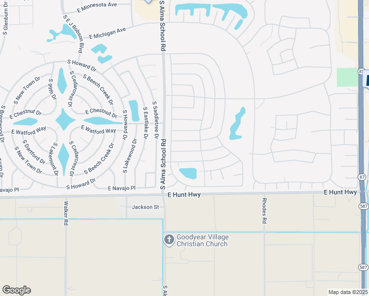 map of restaurants, bars, coffee shops, grocery stores, and more near 10436 East Elmhurst Drive in Sun Lakes