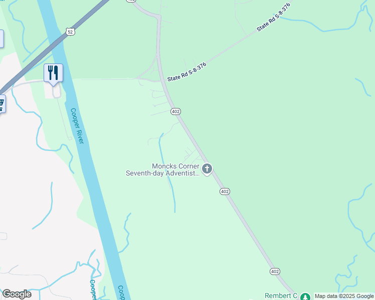 map of restaurants, bars, coffee shops, grocery stores, and more near 1211 South Carolina 402 in Moncks Corner