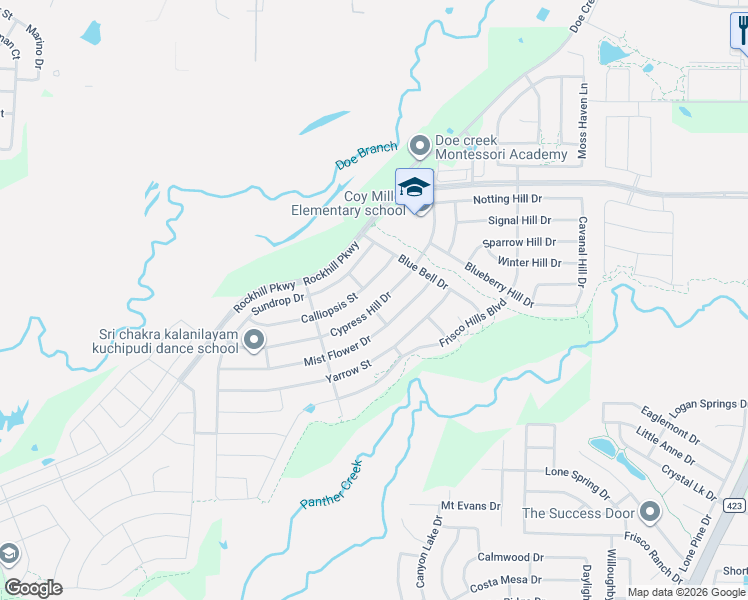 map of restaurants, bars, coffee shops, grocery stores, and more near 629 Cypress Hill Drive in Little Elm