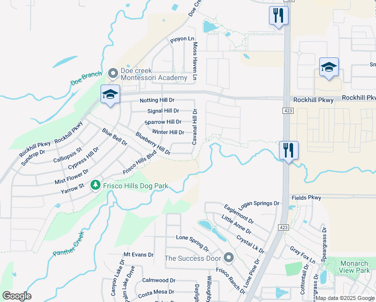map of restaurants, bars, coffee shops, grocery stores, and more near 621 Cavanal Hill Drive in Little Elm