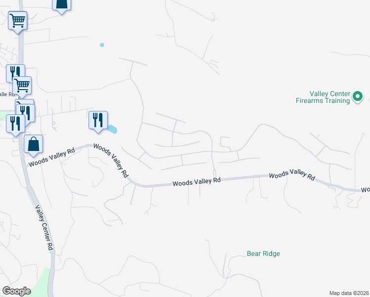map of restaurants, bars, coffee shops, grocery stores, and more near 14257 Coeur D Alene Court in Valley Center