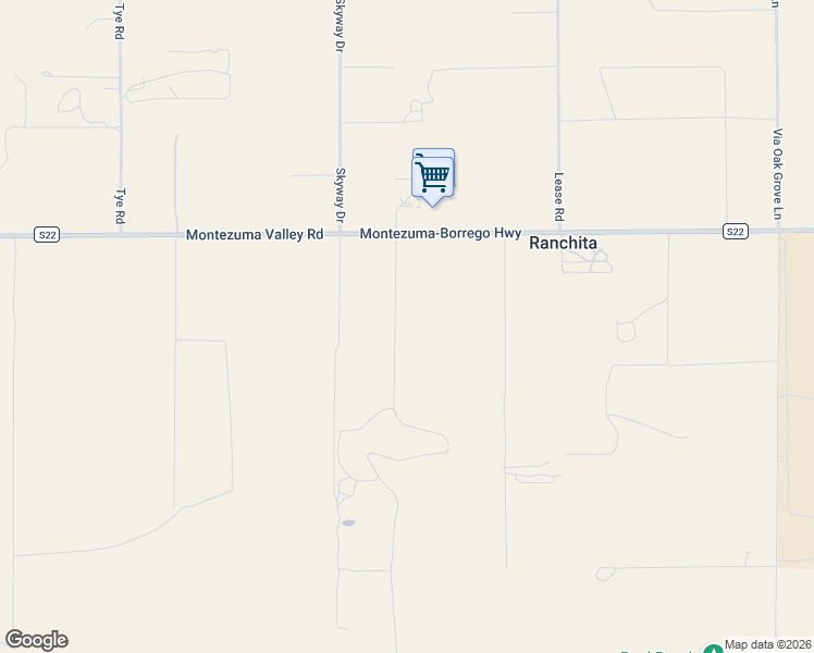 map of restaurants, bars, coffee shops, grocery stores, and more near 37589 Montezuma Valley Road in Ranchita