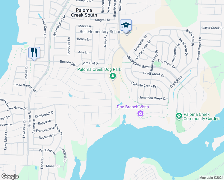 map of restaurants, bars, coffee shops, grocery stores, and more near 1313 Roadrunner Drive in Little Elm