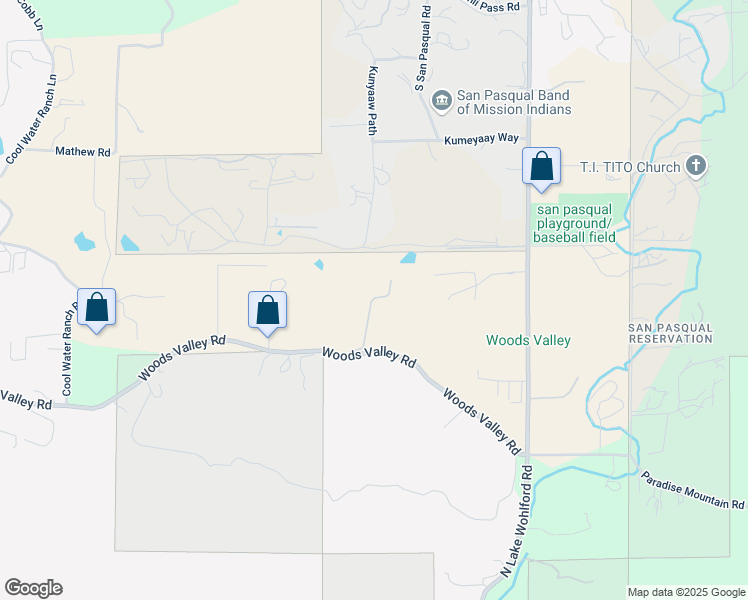 map of restaurants, bars, coffee shops, grocery stores, and more near 16120 Woods Valley Road in Valley Center