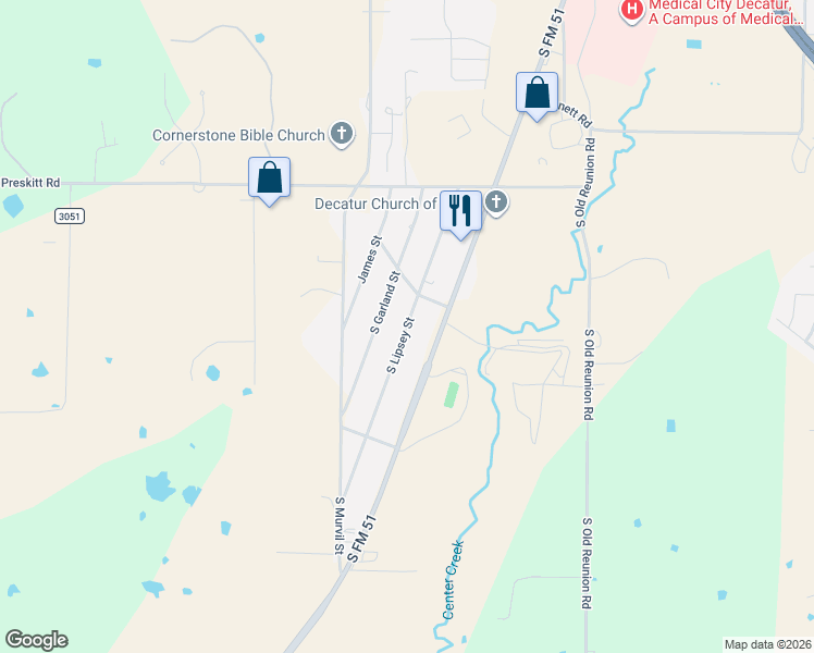map of restaurants, bars, coffee shops, grocery stores, and more near 3004 Farm to Market 51 in Decatur