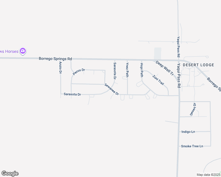 map of restaurants, bars, coffee shops, grocery stores, and more near Sewanee Drive in Borrego Springs