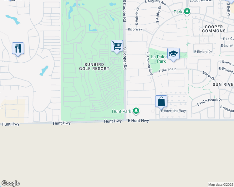 map of restaurants, bars, coffee shops, grocery stores, and more near 6800 South Oakmont Drive in Chandler