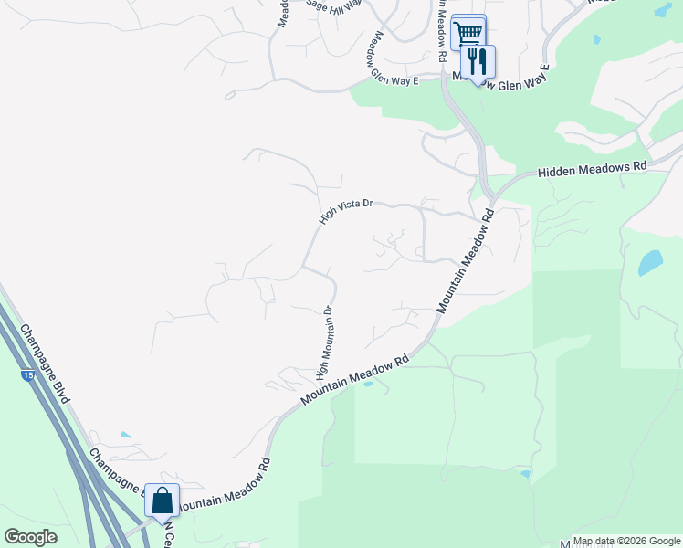 map of restaurants, bars, coffee shops, grocery stores, and more near 10230 High Mountain Drive in Escondido