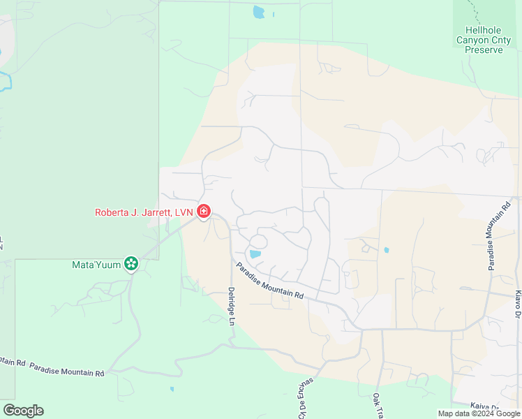 map of restaurants, bars, coffee shops, grocery stores, and more near 18218 Paradise Mountain Road in Valley Center