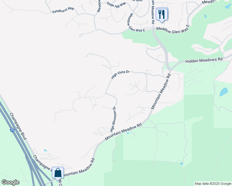 map of restaurants, bars, coffee shops, grocery stores, and more near High Mountain Lane in Escondido