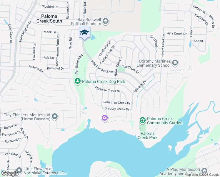 map of restaurants, bars, coffee shops, grocery stores, and more near 2121 Michelle Creek Drive in Little Elm