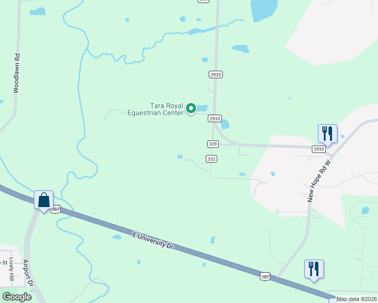 map of restaurants, bars, coffee shops, grocery stores, and more near 2571 County Road 332 in McKinney