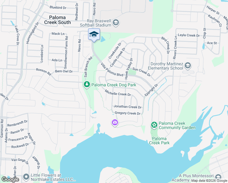 map of restaurants, bars, coffee shops, grocery stores, and more near 2101 Michelle Creek Drive in Little Elm